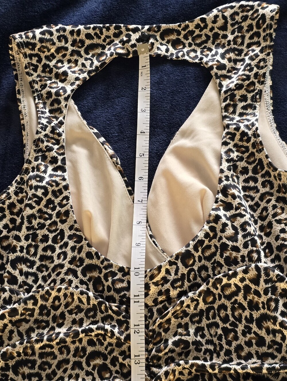 Vintage Y2K Le Château leopard Print Ruched Dress Size M - Picture 10 of 12